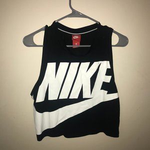 Nike white lettering black sleeveless crop top